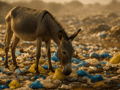 Pollution plastique : en Afrique, des ânes de travail meurent après ingestion de déchets ; coliques mortelles et microplastiques menaçant animaux et humains